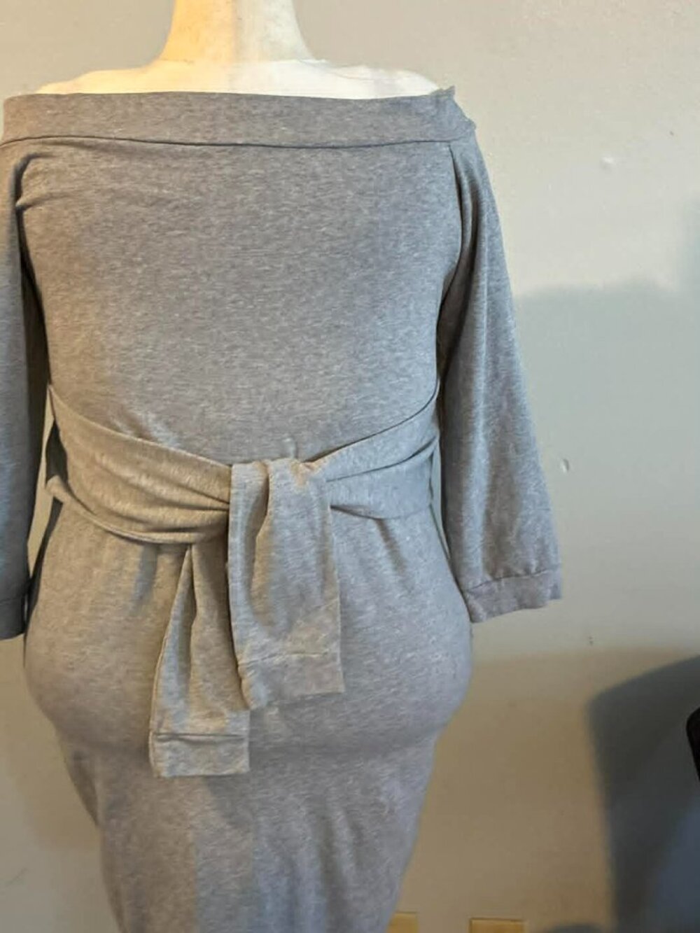 UNKNW  Brand Sweatshirt‑Material Dual‑Sleeve Belted Dress